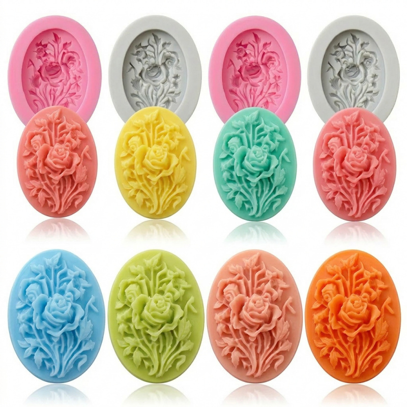 Soap Making Instructions - 4 Silicone mold with flower shape，Easy-to-demold